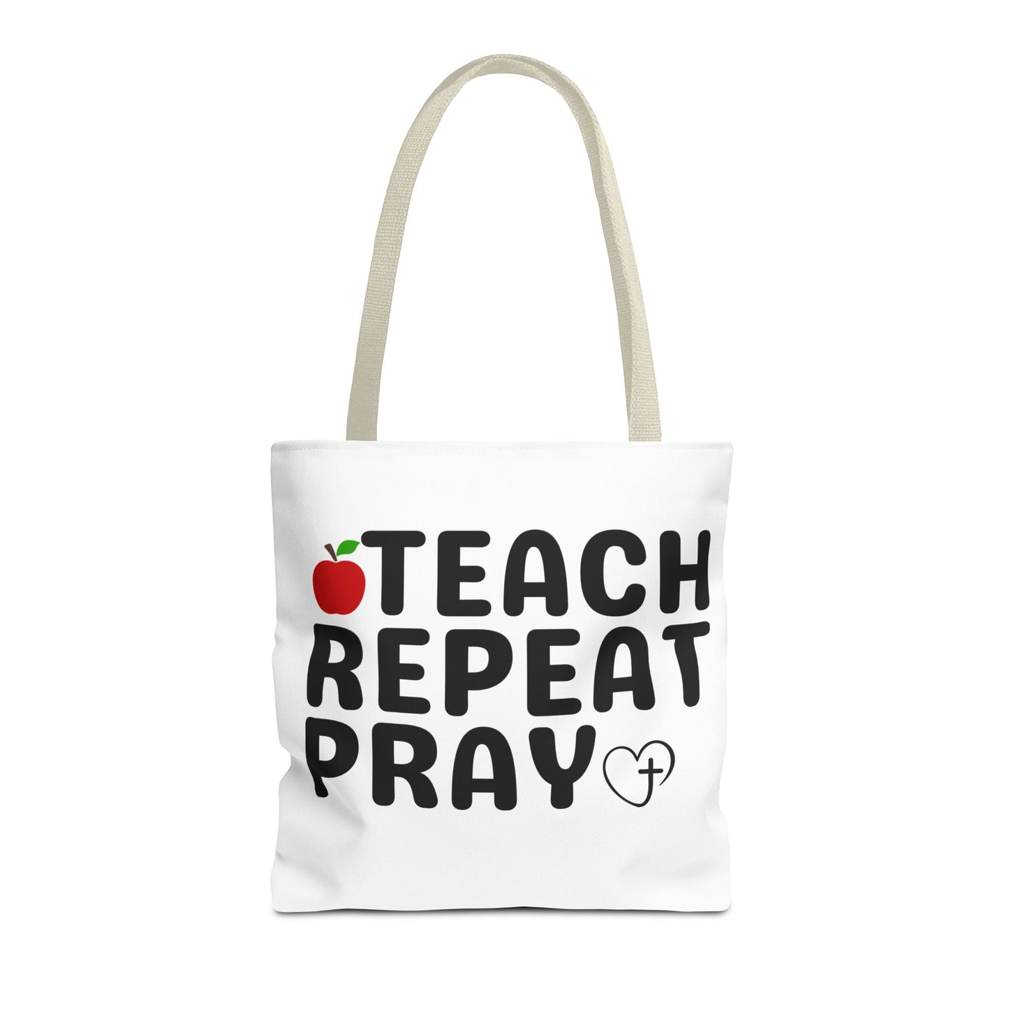 Teach Repeat Pray Tote Bag — Christian Teacher Gift Canvas Grocery Tote