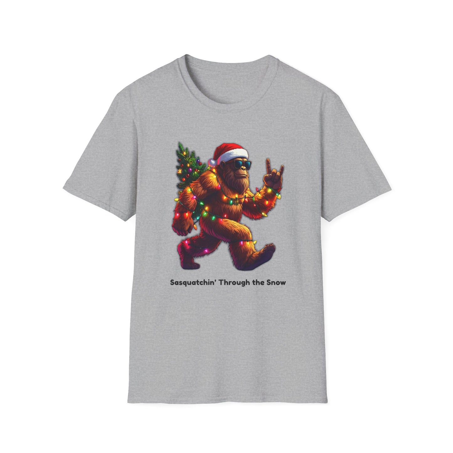 Sasquatch Christmas T-Shirt – “Sasquatchin’ Through the Snow” Holiday Tee