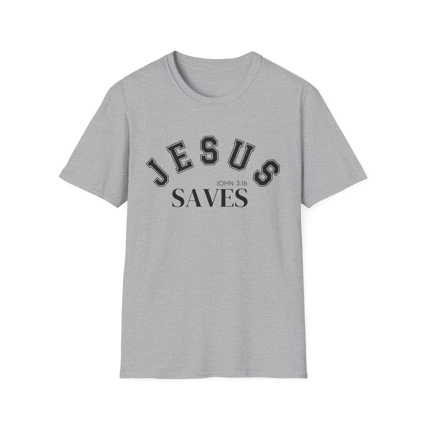 Jesus Saves Unisex Softstyle T-Shirt, Inspirational Graphic Tee, Christian Apparel, Faith-Based Gift, Casual Wear