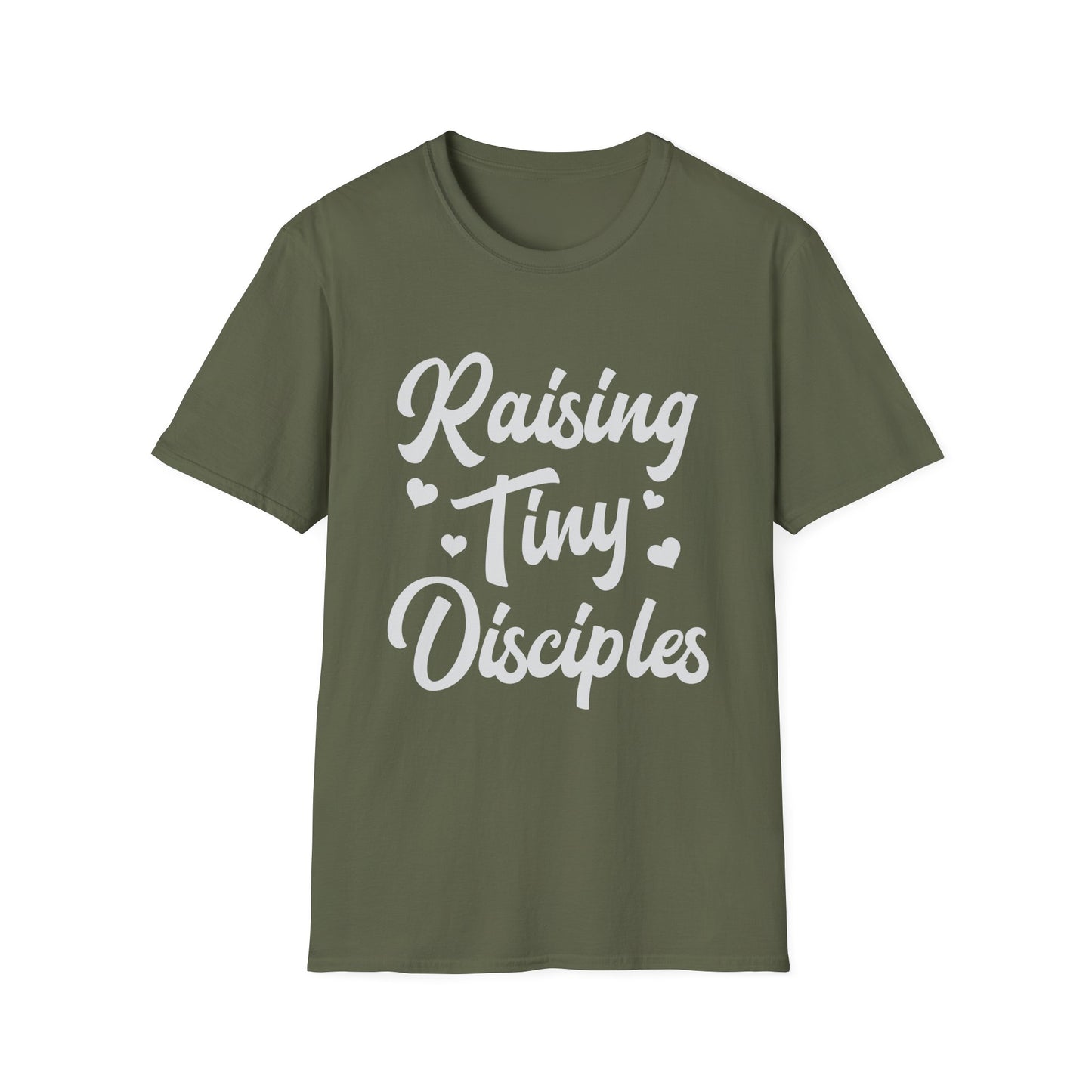 Raising Tiny Disciples Unisex Softstyle T-Shirt, Comfortable T-Shirt, Family Reunion Gift, Casual Wear, Faith-Based Apparel, Cute Kids Theme