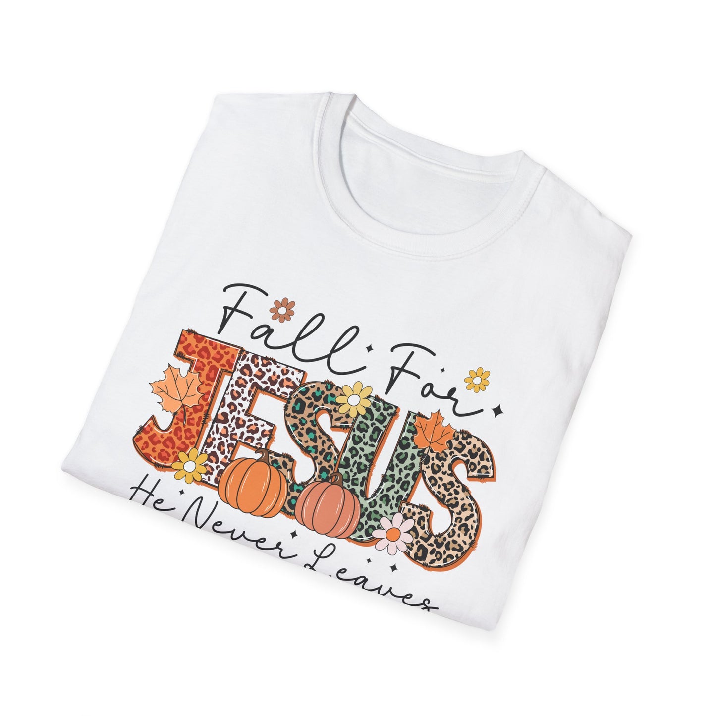 Fall-Themed Jesus T-Shirt, Cozy Autumn Tee for Christians, Faith-Based Gift, Unisex Harvest Shirt, Thanksgiving Apparel