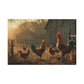 Rooster Farmhouse Canvas Print – Rustic Morning Barnyard Wall Art