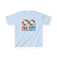 Colorful Autism Awareness Kids Tee, Bright Rainbow Tee, Support, Understand, Love, Gift for Autism Month, Kids Apparel