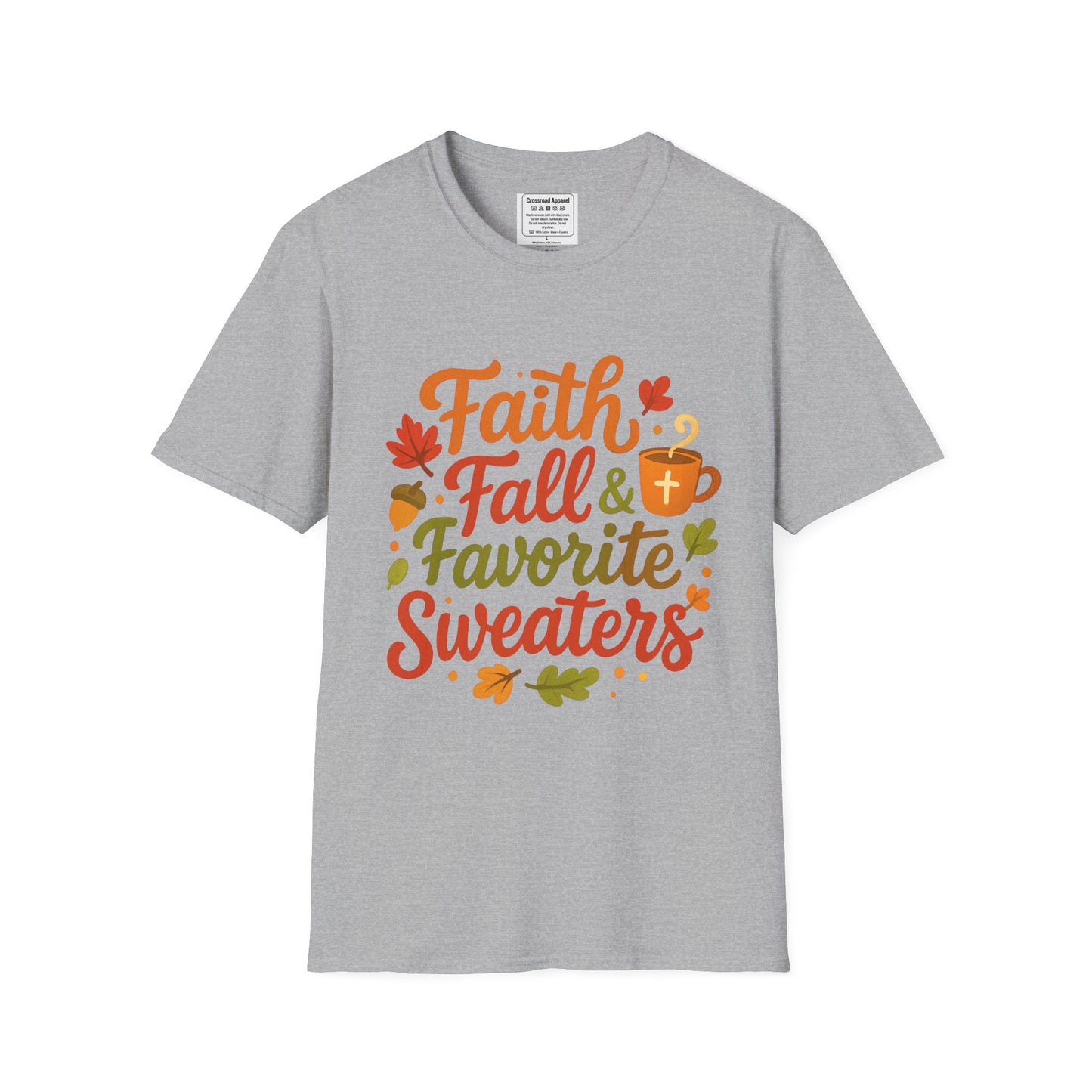 Autumn Faith Tee: Fall Favorite Sweaters, Unisex Softstyle T-Shirt, Thanksgiving Gift, Cozy Casual Wear, Faith-Based Apparel