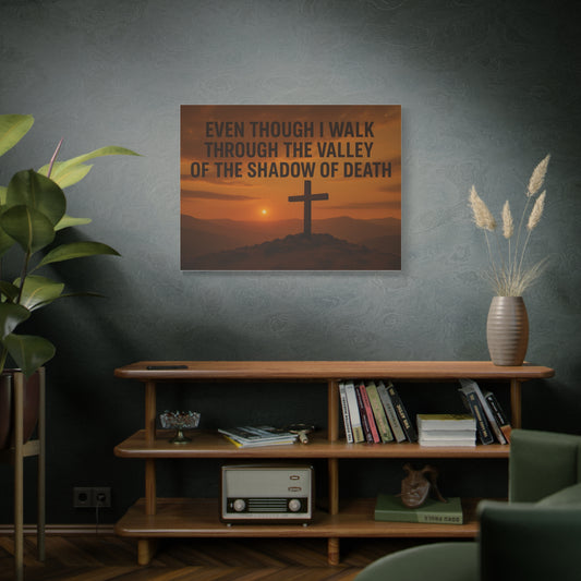 Psalm 23 Sunset Cross Matte Canvas Wall Art