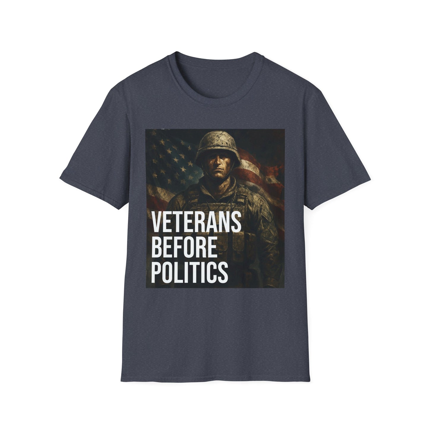 Veterans Before Politics Unisex Softstyle T-Shirt, Military Apparel, Veteran Pride Tee, Unisex Graphic Tee, Patriotic Gift