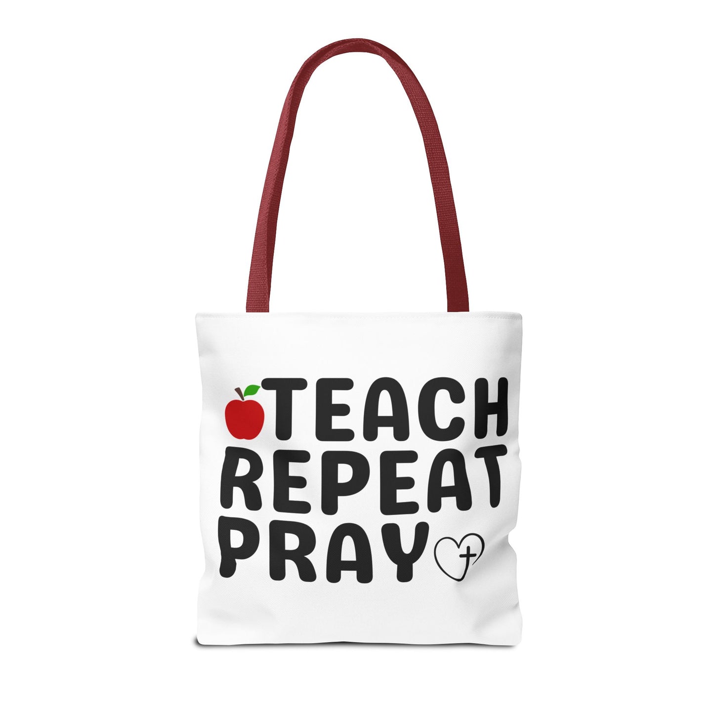 Teach Repeat Pray Tote Bag — Christian Teacher Gift Canvas Grocery Tote