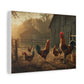 Rooster Farmhouse Canvas Print – Rustic Morning Barnyard Wall Art