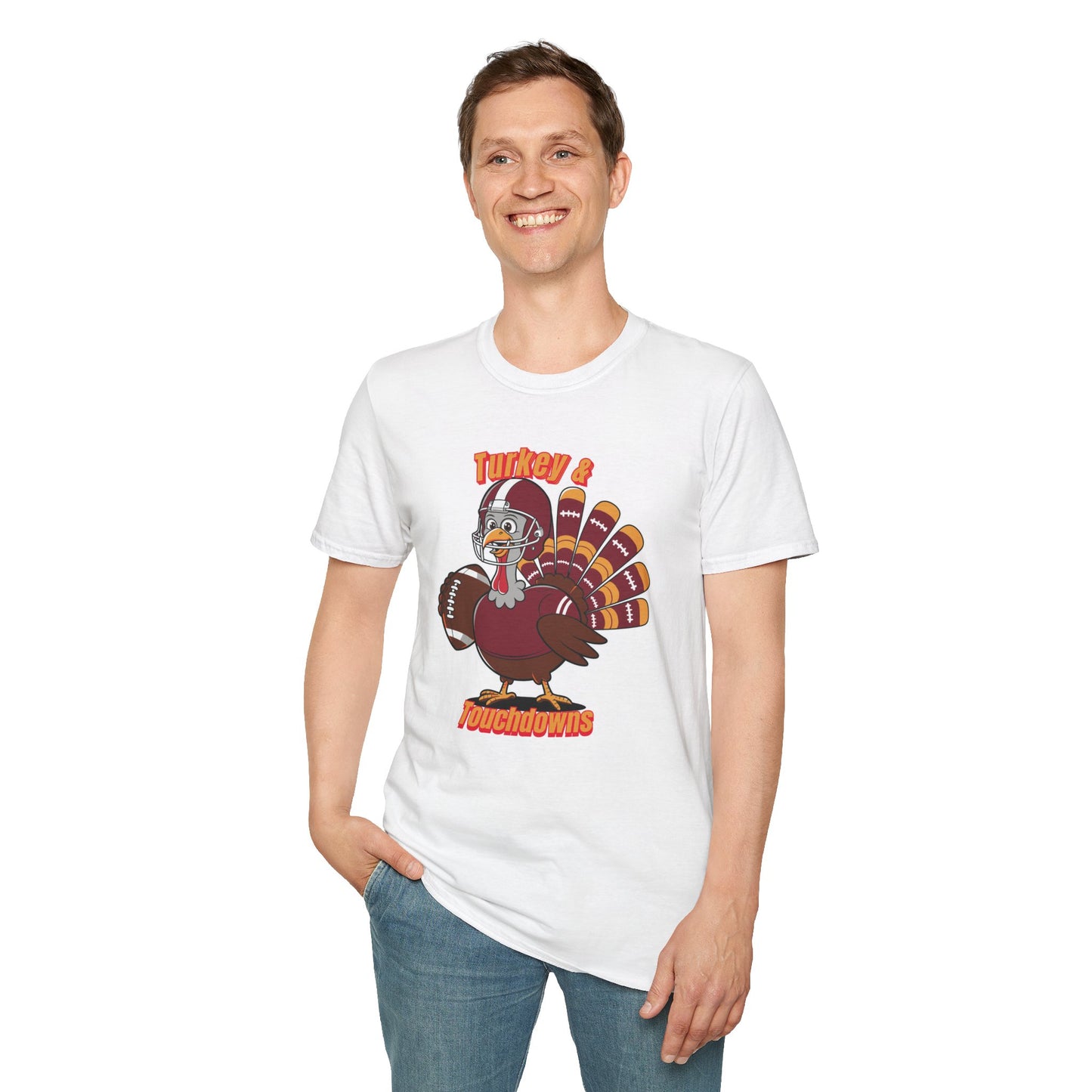 Thanksgiving Football Turkey T-Shirt - Fun Unisex Tee for Game Day