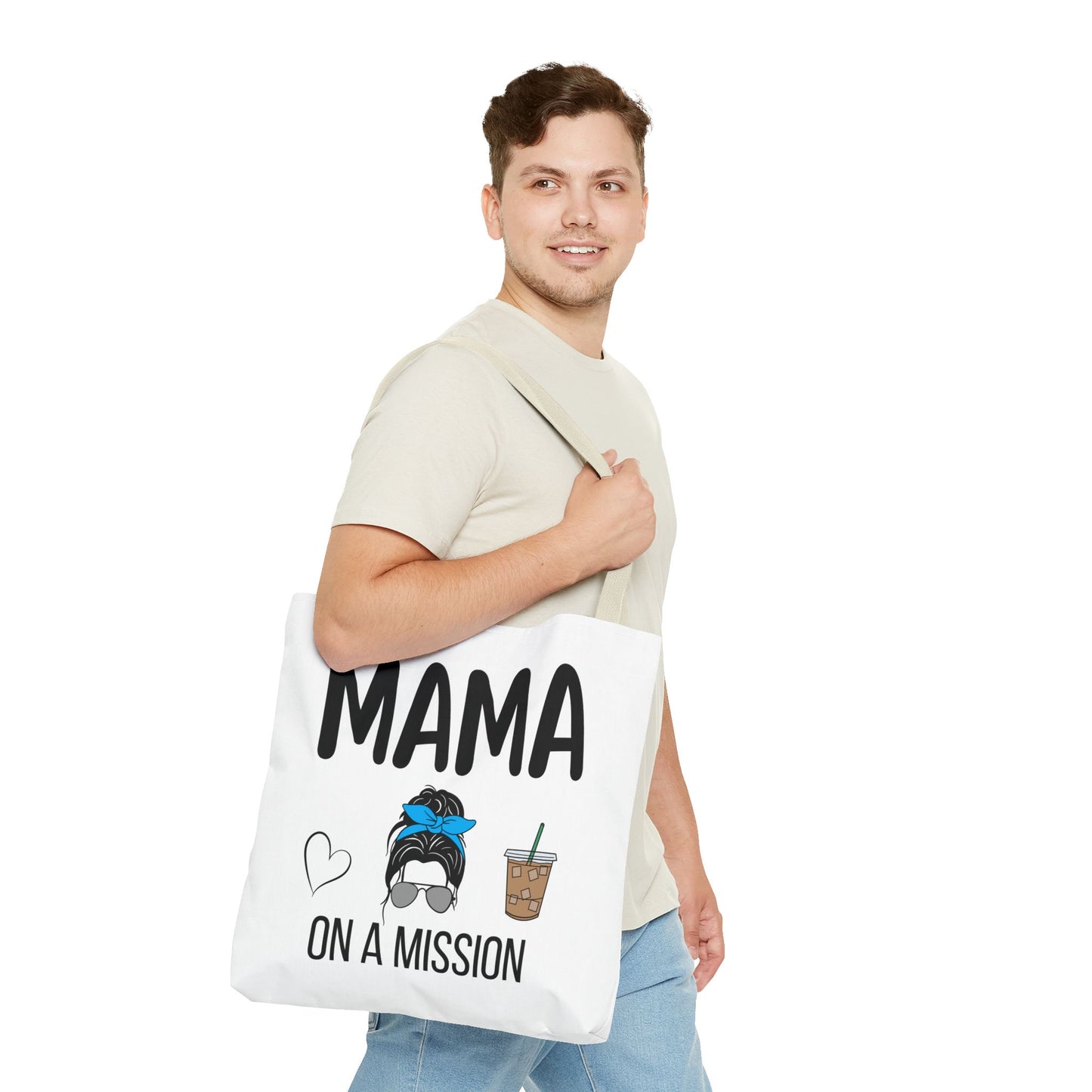 Mama On A Mission Tote Bag – Cute Coffee Mom Graphic Tote