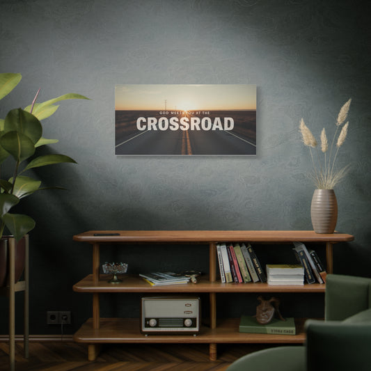 Crossroad Inspirational Canvas Wall Art — "God Meets You at the Crossroad" Matte Stretched Print
