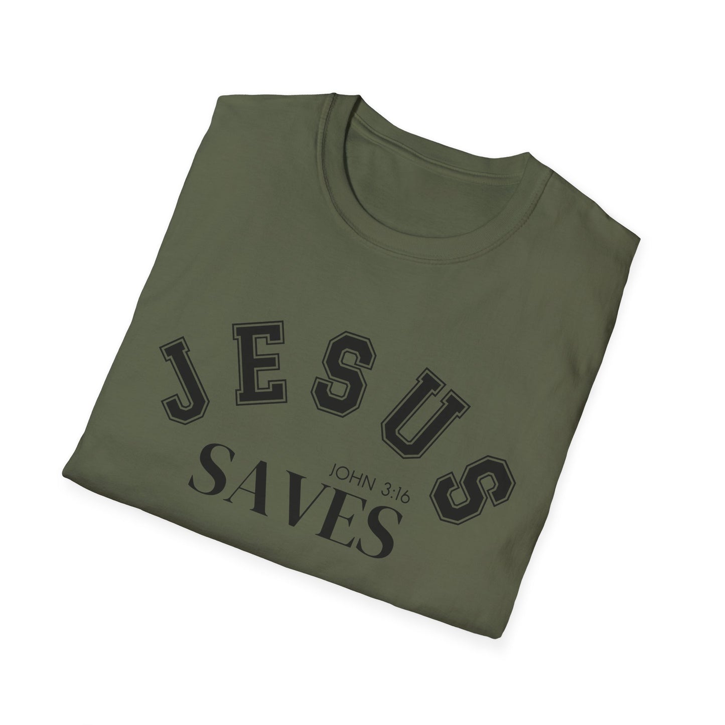 Jesus Saves Unisex Softstyle T-Shirt, Inspirational Graphic Tee, Christian Apparel, Faith-Based Gift, Casual Wear
