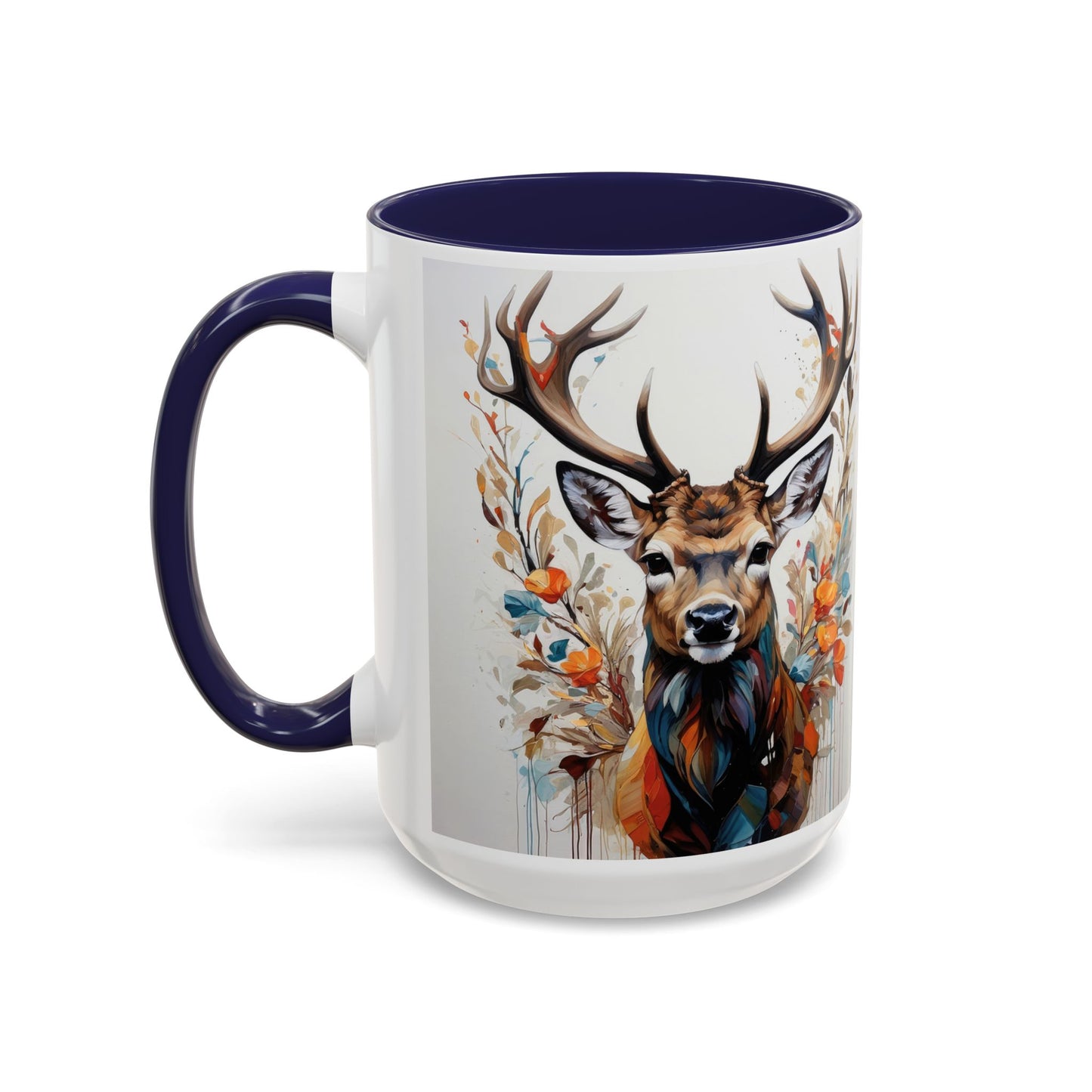 Deer Floral Accent Coffee Mug — Autumn Stag 11/15oz