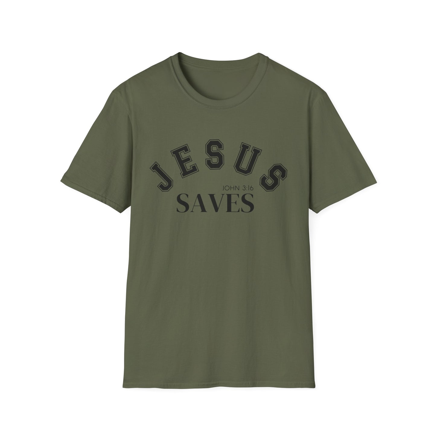 Jesus Saves Unisex Softstyle T-Shirt, Inspirational Graphic Tee, Christian Apparel, Faith-Based Gift, Casual Wear