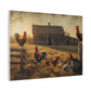 Rustic Morning Rooster Farm Matte Canvas Print