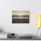 Crossroad Inspirational Canvas Print — “God Meets You at the Crossroad” Sunset Wall Art