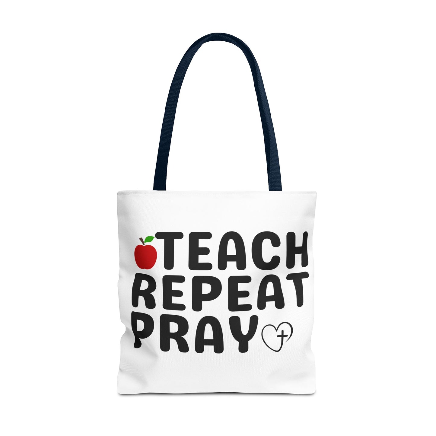 Teach Repeat Pray Tote Bag — Christian Teacher Gift Canvas Grocery Tote