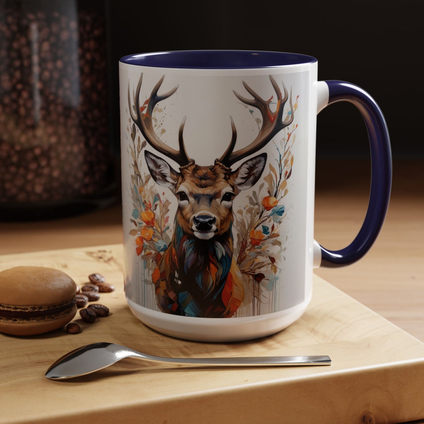 Deer Floral Accent Coffee Mug — Autumn Stag 11/15oz