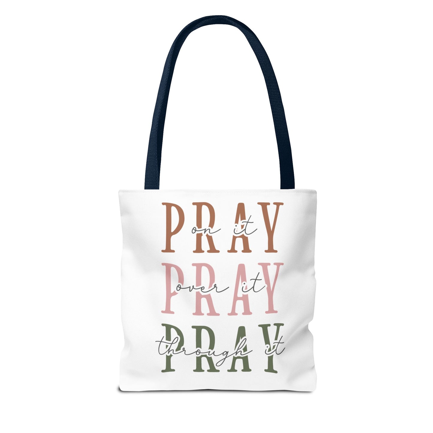 Inspirational Tote Bag - Pray It, Power It, Through It, Motivational, Faith-Based Gift, Everyday Use, Church or Study Bag