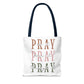 Inspirational Tote Bag - Pray It, Power It, Through It, Motivational, Faith-Based Gift, Everyday Use, Church or Study Bag