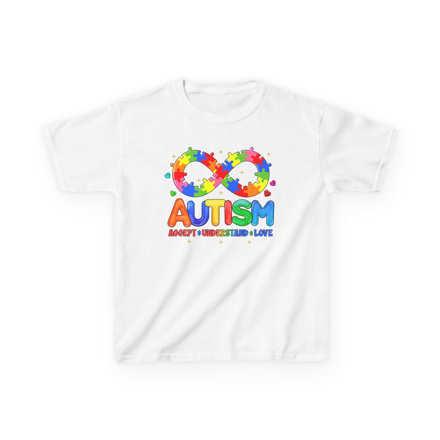 Colorful Autism Awareness Kids Tee, Bright Rainbow Tee, Support, Understand, Love, Gift for Autism Month, Kids Apparel