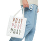 Inspirational Tote Bag - Pray It, Power It, Through It, Motivational, Faith-Based Gift, Everyday Use, Church or Study Bag