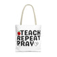 Teach Repeat Pray Tote Bag — Christian Teacher Gift Canvas Grocery Tote