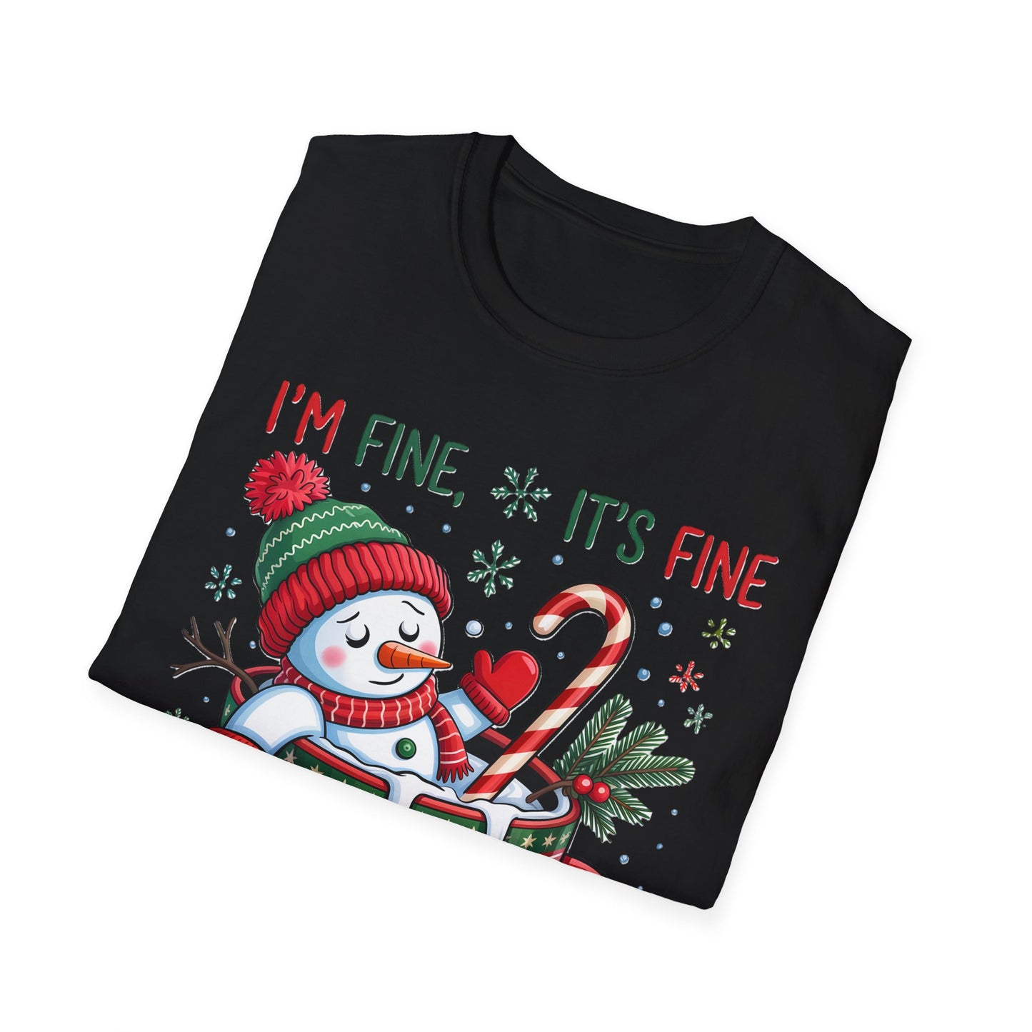Humorous Christmas T-Shirt, Cute Snowman Design, Festive Holiday Apparel, Funny Winter Gift, Unisex Softstyle Tee