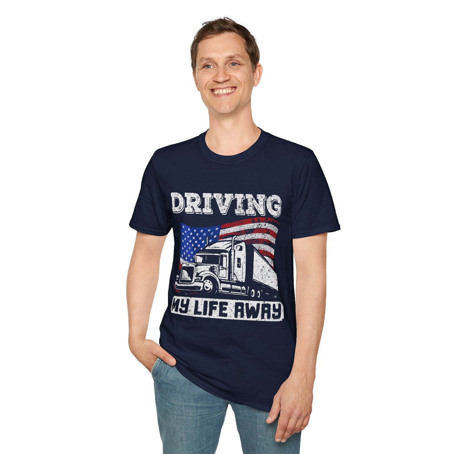 Trucker Life T-Shirt, Driving My Life Away Tee, Gift for Truck Drivers, Unisex Softstyle Shirt, Road Trip Apparel, Driving Enthusiast [...]
