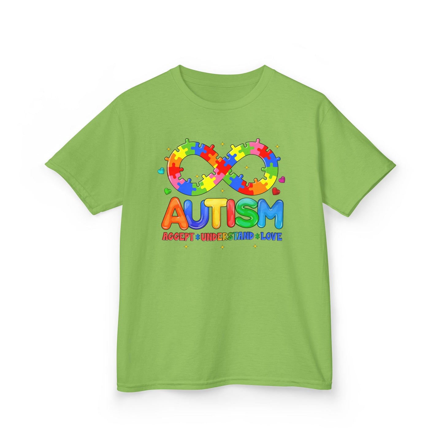 Colorful Autism Awareness Kids Tee, Bright Rainbow Tee, Support, Understand, Love, Gift for Autism Month, Kids Apparel