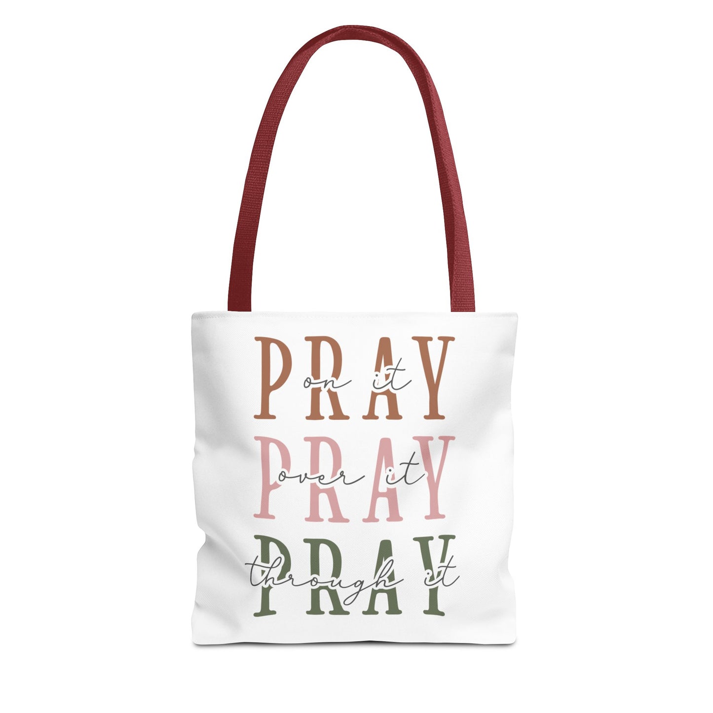 Inspirational Tote Bag - Pray It, Power It, Through It, Motivational, Faith-Based Gift, Everyday Use, Church or Study Bag