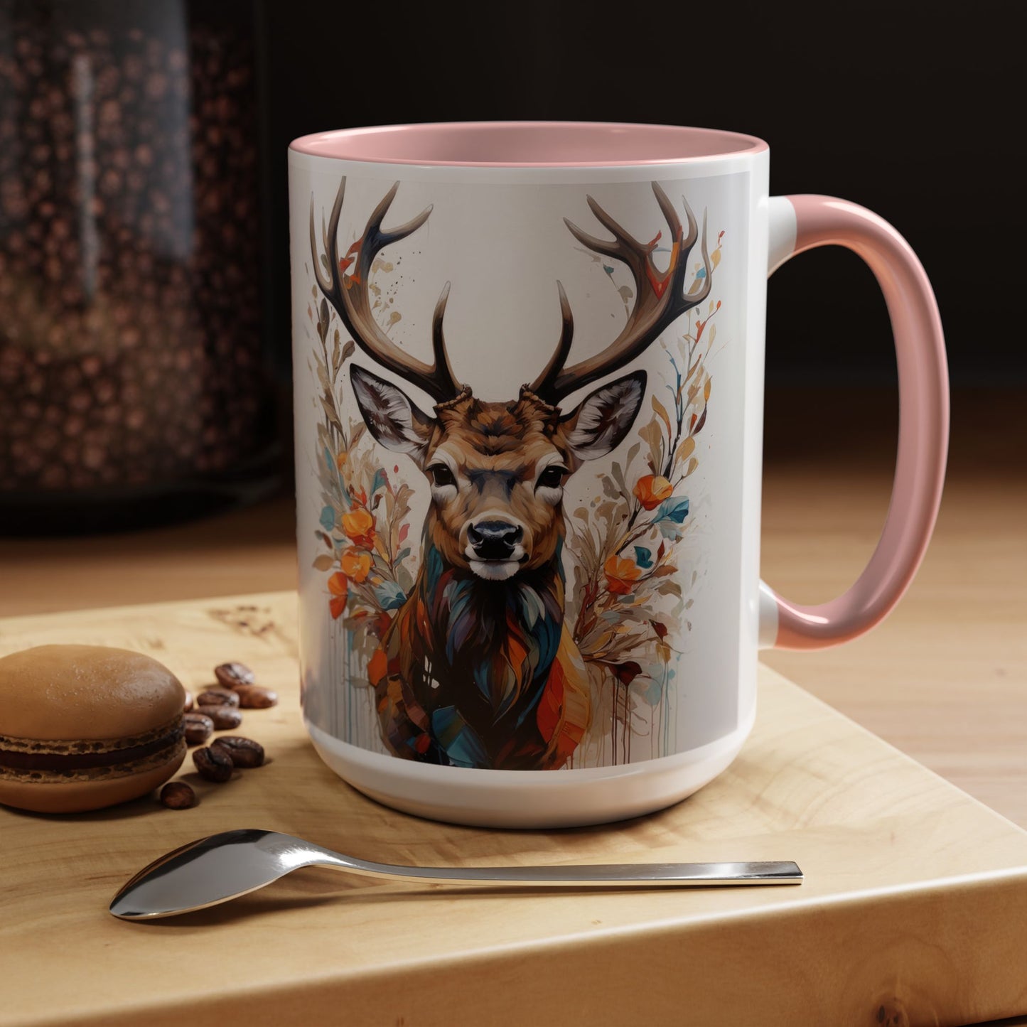 Deer Floral Accent Coffee Mug — Autumn Stag 11/15oz
