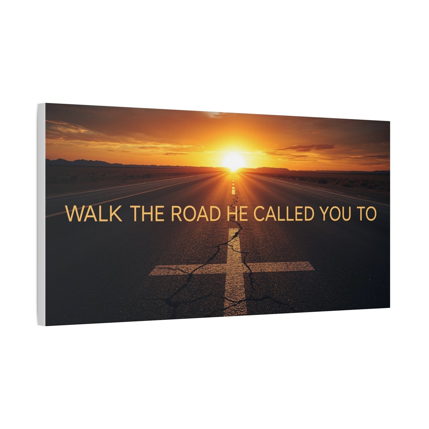 Sunrise Road Canvas Wall Art – "Walk the Road He Called You To" Inspirational Christian Decor