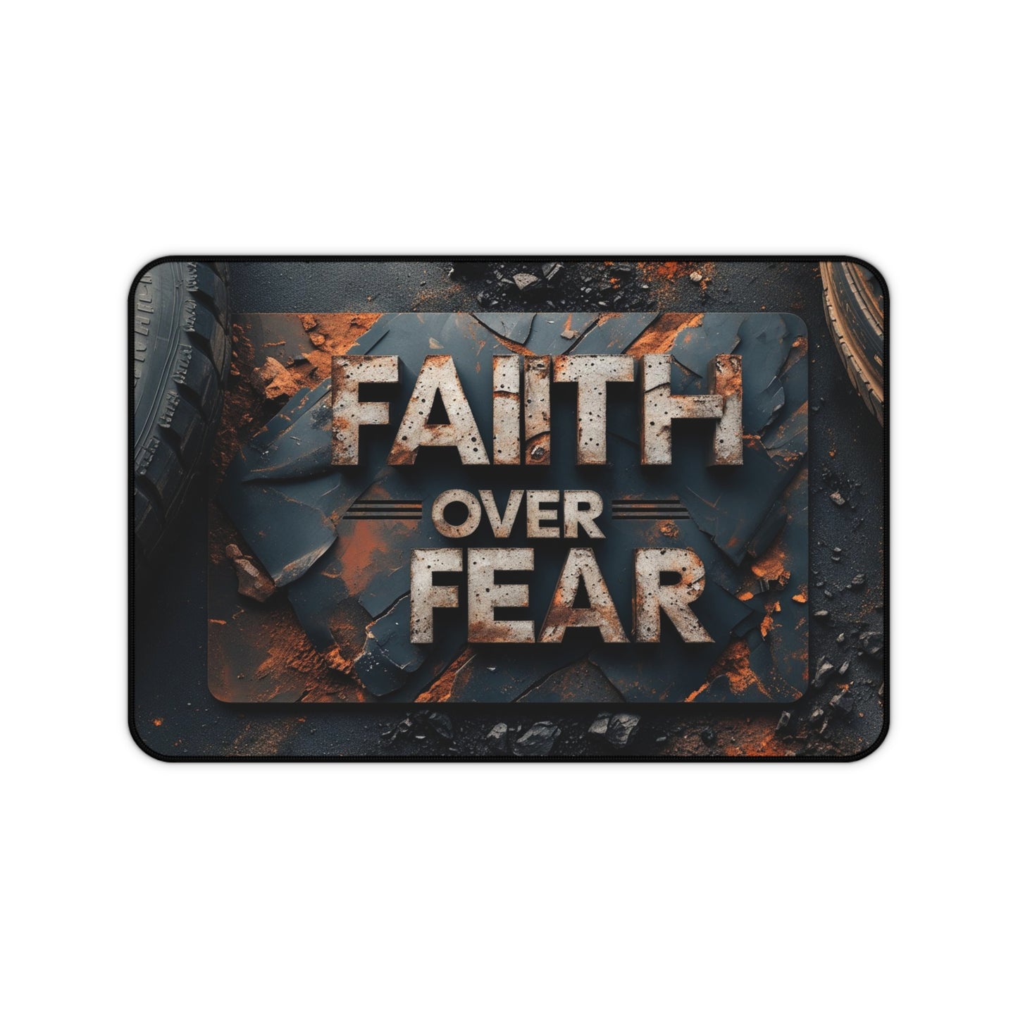 Faith Over Fear Desk Mat — Inspirational Christian Gaming Mouse Pad