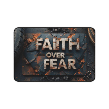 Faith Over Fear Desk Mat — Inspirational Christian Gaming Mouse Pad