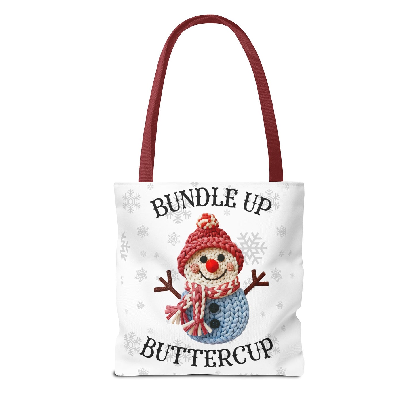 Holiday Snowman Tote Bag — “Bundle Up Buttercup” Christmas Market Tote