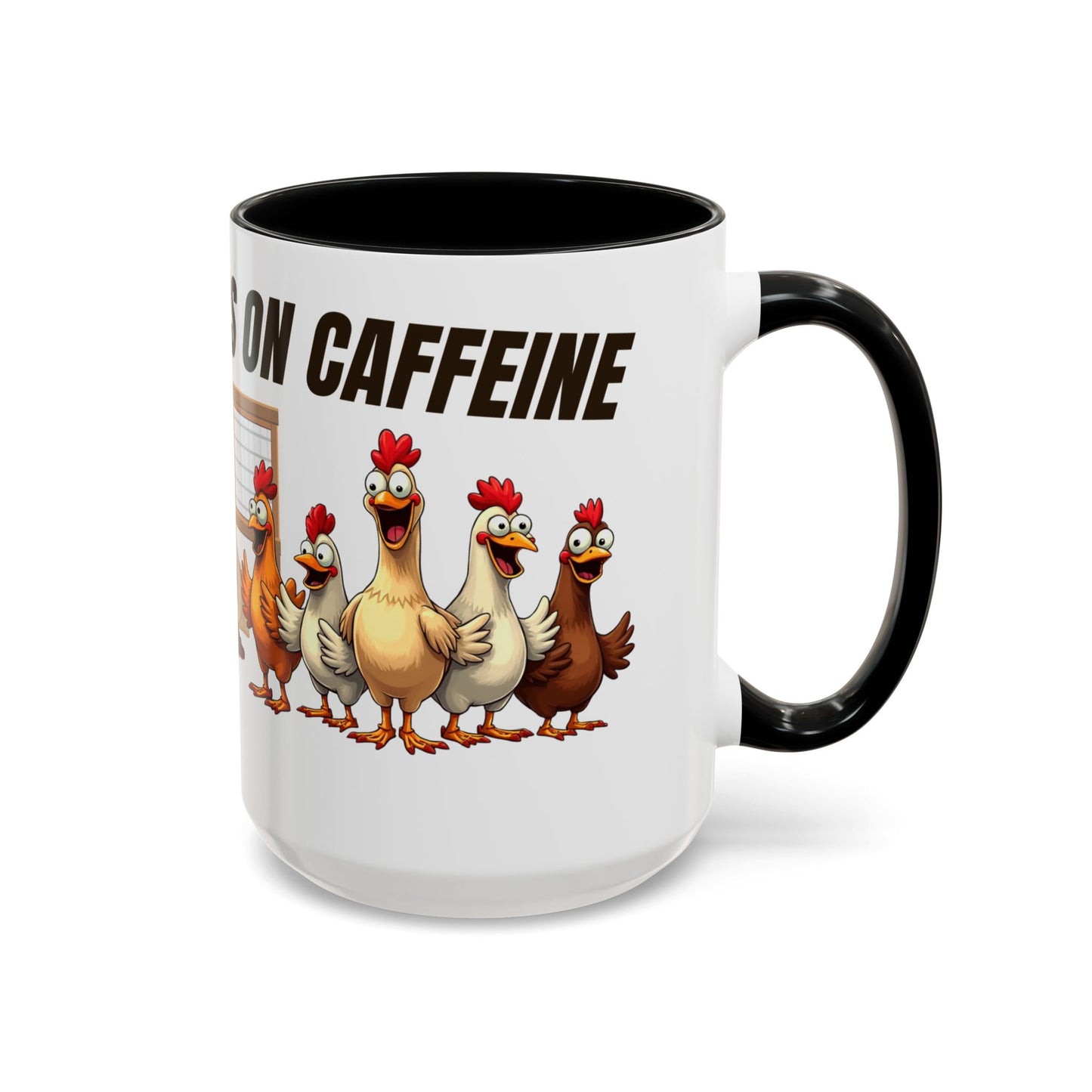 Accent Coffee Mug — “The Coop Runs on Caffeine” Funny Chicken Farm Coffee Mug