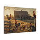Rustic Morning Rooster Farm Matte Canvas Print