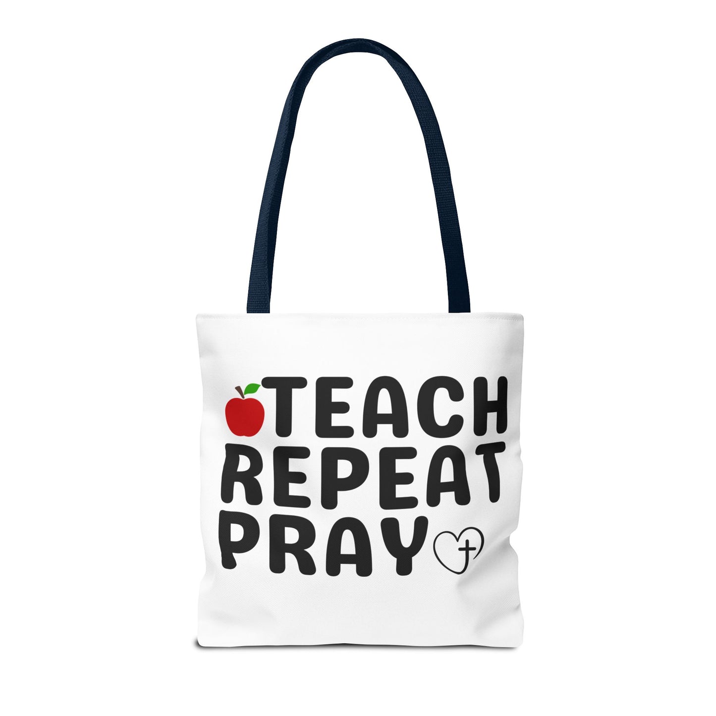 Teach Repeat Pray Tote Bag — Christian Teacher Gift Canvas Grocery Tote