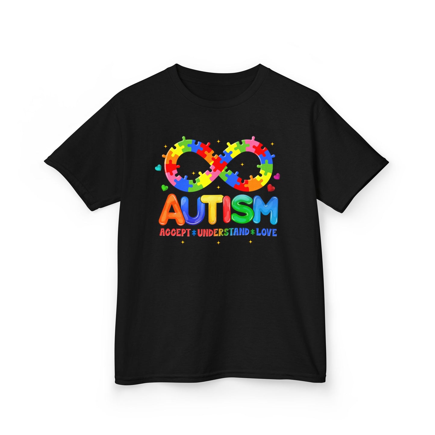Colorful Autism Awareness Kids Tee, Bright Rainbow Tee, Support, Understand, Love, Gift for Autism Month, Kids Apparel