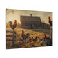 Rustic Morning Rooster Farm Matte Canvas Print