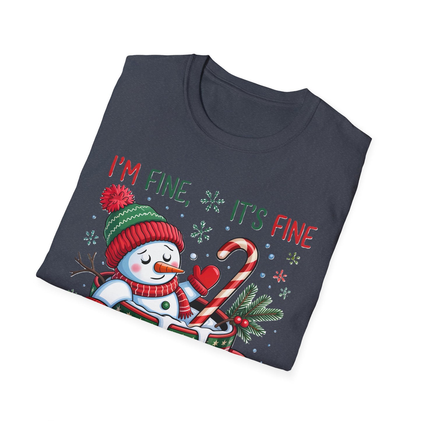 Humorous Christmas T-Shirt, Cute Snowman Design, Festive Holiday Apparel, Funny Winter Gift, Unisex Softstyle Tee