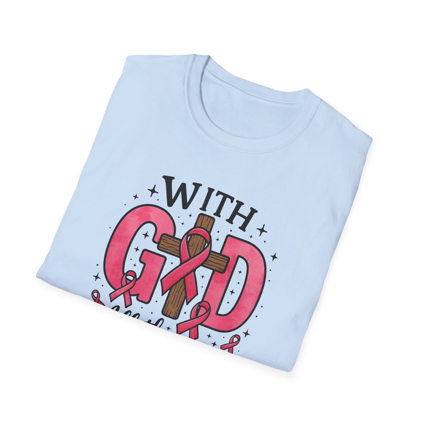 Inspirational Breast Cancer Awareness T-Shirt, Faith Shirt, God Shirt, Support Pink Ribbon, Softstyle Tee