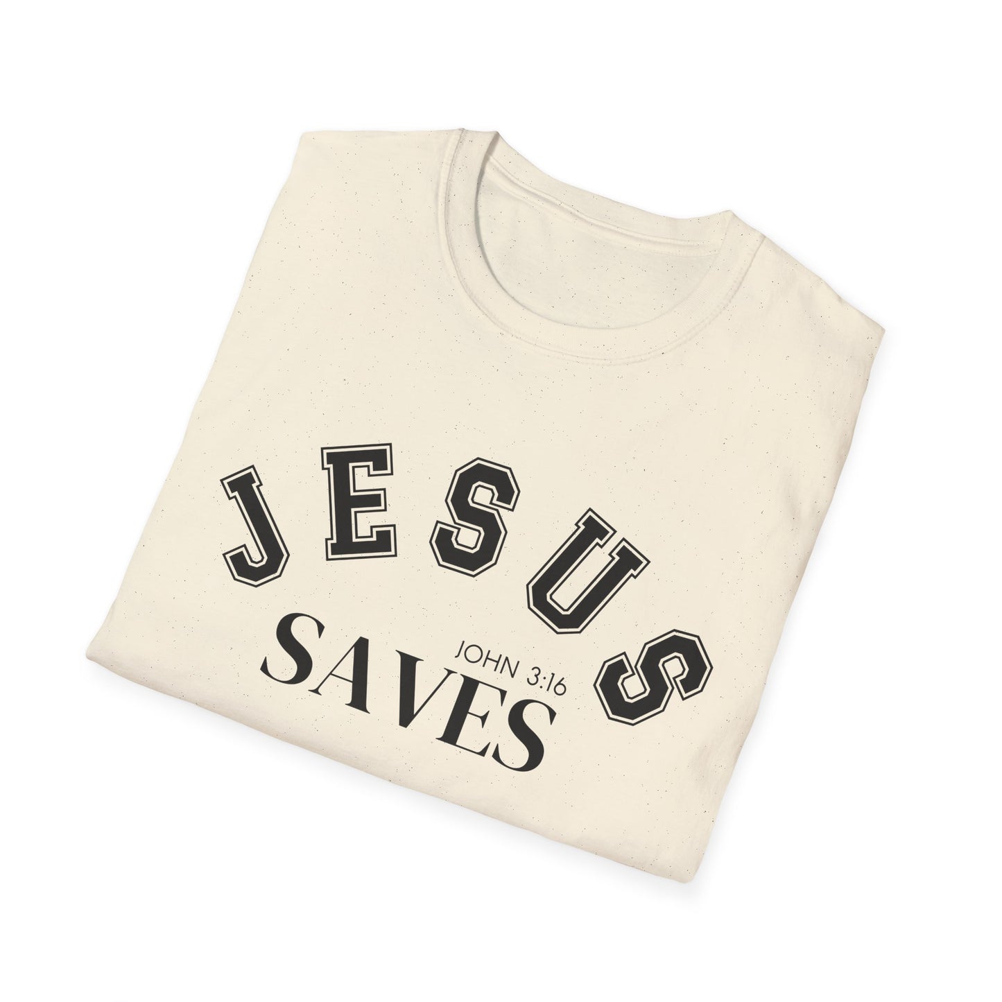 Jesus Saves Unisex Softstyle T-Shirt, Inspirational Graphic Tee, Christian Apparel, Faith-Based Gift, Casual Wear