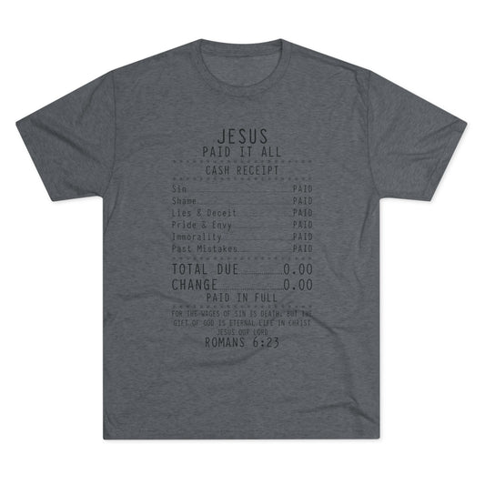 Inspirational Faith Crew Tee - Jesus Paid It All Design