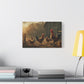 Rooster Farmhouse Canvas Print – Rustic Morning Barnyard Wall Art