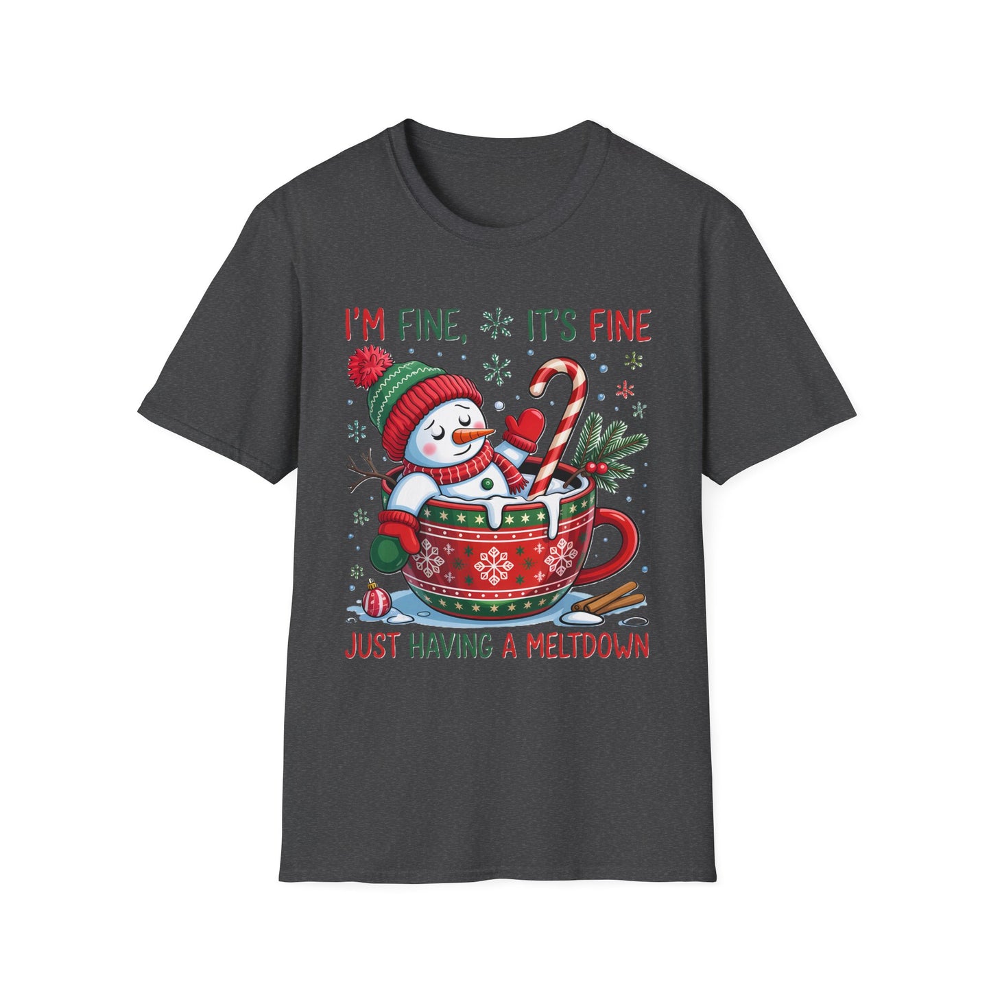 Humorous Christmas T-Shirt, Cute Snowman Design, Festive Holiday Apparel, Funny Winter Gift, Unisex Softstyle Tee