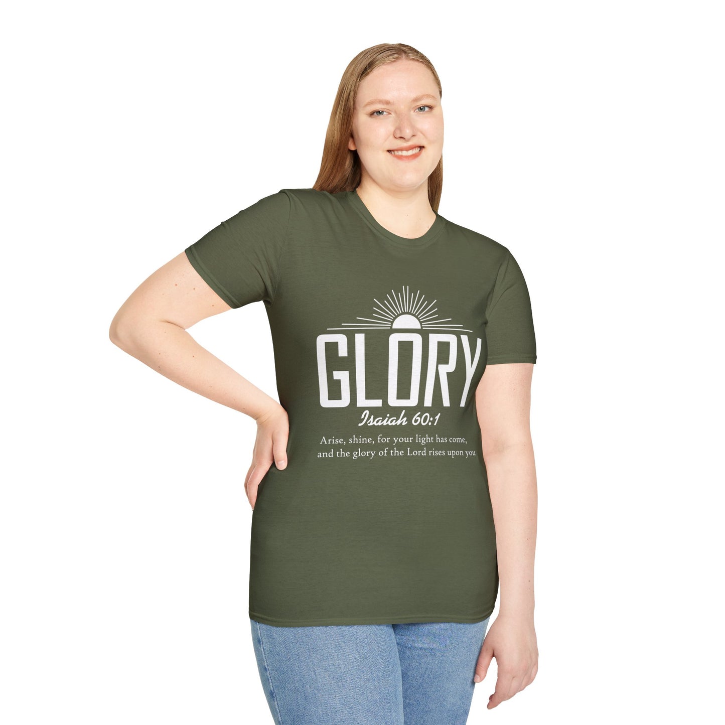 Inspirational T-Shirt - 'Glory' Isaiah 60:1 Shirt, Christian Apparel, Faith T-Shirt, Gift for Her, Meaningful Quote Tee
