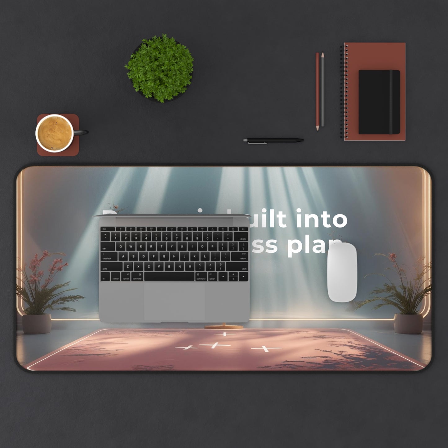 Desk Mat — "Prayer Is Built Into My Business Plan" Inspirational Christian Office Mousepad