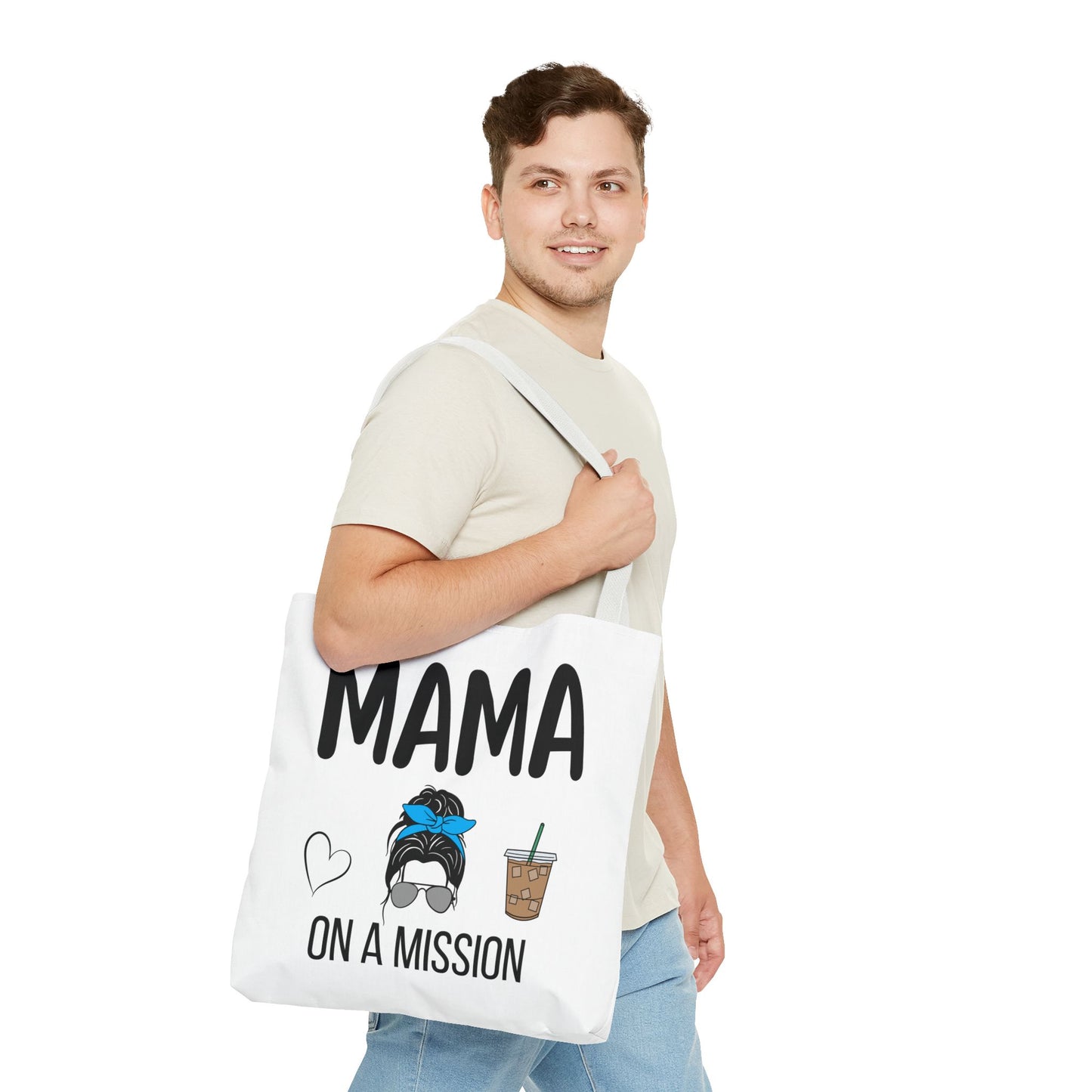 Mama On A Mission Tote Bag – Cute Coffee Mom Graphic Tote